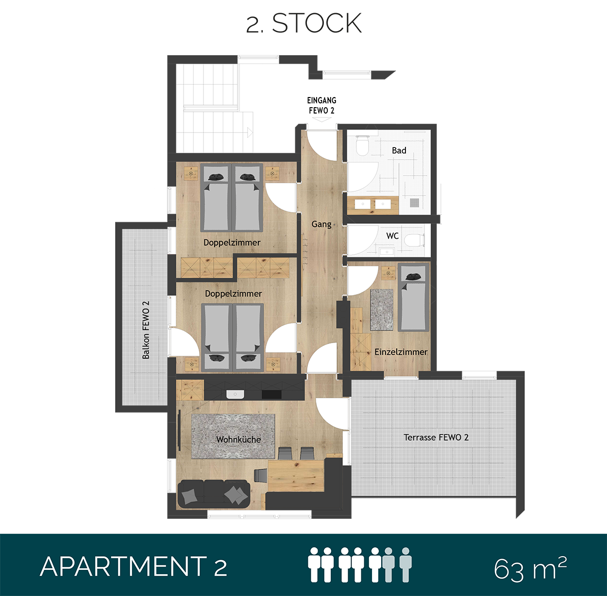 Apartment 2 OG2 63qm
